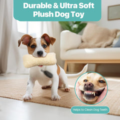 SPOT 9in Vermont Style Fleece Bone Dog Toy – Soft Comfort Plushie for Medium Dogs & Puppies – Built-in Squeaker – No Plastic Parts – Safe for Light Chewers – Cuddly & Calming Pet Toy