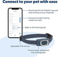 PetSafe Smart Dog Training Collar – Uses Smartphone as Handheld Remote Control – Tone, Vibration, 1-15 Levels of Static Stimulation – Bluetooth Wireless System – All in One Pet Training Solution
