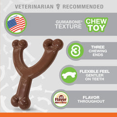 Nylabone Wishbone Flexi Chew Toy for Dogs, Flexible Dog Toys for Moderate & Gentle Chewers, Flavor Medley Flavor, Medium - Up to 35 lbs, 1 Count