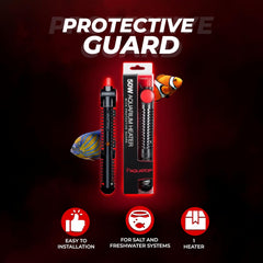 Aquatop Premier Glass Heater with Guard – Submersible for Fish Tanks Up to 13 Gallons – 68-93°F Adjustable Temp – Fresh & Saltwater Use