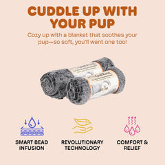 Dog Gone Smart Chilli Kuzzi FIR Blanket - Velvet Velboa and Tipped PV Plush - Ultra-Soft Dog Blanket with Far Infrared Technology - Calms, Relaxes and Heals - Suitable for Every Dog - Slate Blue