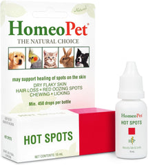 HomeoPet Hot Spots, Safe and Natural Cat and Dog Skin-Soothing Medicine for Red, Irritated, and Flaky Pet Skin, 15 Milliliters
