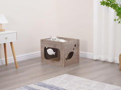 PetPals Nifty Grey Cat Brush, Grooming and cat Massager with Scratching Pad, Size 14.5" x 14.5" x 14"