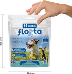 N-Bone FLOSSta Dental Chews for Dogs – Mint Flavor, No Dyes, Grain-Free, Breath Freshening, Plaque & Tartar Control, Digestible Teething Aid