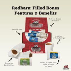 Redbarn Filled Dog Bones, Natural Long-Lasting Dental Treats; Suitable for Aggressive Chewers(Beef)