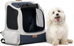 Solvit ProductPet Safe Happy Ride Backpack Pet Carrier - Perfect for Dogs & Cats up to 20lbs - Mesh Windows for Comfortable Travel - Harness Tether for Safety - Easy Access Treat Opening - Can be Secured in The Car