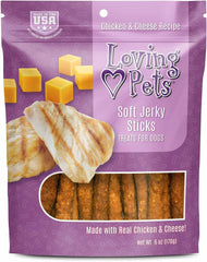 Loving Pets - Soft Chew Jerky (Stick-Shaped, Chicken & Cheese Recipe) USA Made Dog Treats