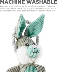 Outward Hound Scrunch Bunch Bunny Interactive Plush Squeaky Dog Tug Toy
