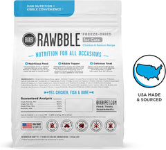 BIXBI Rawbble Freeze Dried Cat Food, Chicken & Salmon Recipe, 3.5 oz - 95% Meat and Organs, No Fillers - Pantry-Friendly Raw Cat Food for Meal, Treat or Food Topper - USA Made in Small Batches
