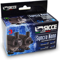SICCE Syncra Silent NANO Multifunction 110 GPH Submersible Water Pump | Italian Made 2.8W Ultra Quiet Durable Aquarium Fish Tank, Fountain, Pond, Hydroponics, Terrarium Black | Freshwater & Saltwater