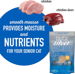 Tiki Cat Silver Comfort Mousse, Chicken & Chicken Liver, High-Calorie Formulated for Older Cats Aged 11+, Senior Wet Cat Food