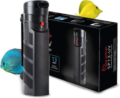 Aquatop 395 GPH Internal Filter with 13W UV Light - for Up to 150 Gallon Fish Tanks, UV for Crystal Clear Water, Fresh & Saltwater Use, Aquarium Filters for Fish & Turtle Tanks, SP13-UV