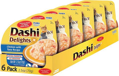 INABA Dashi Delights for Cats, Shredded Chicken with Bonito Flake Broth, 2.5 Ounce Cup, 6 Cups Total, Chicken with Tuna Recipe