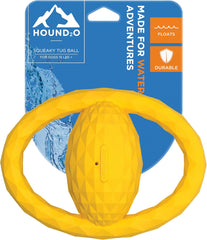 Playology Hound2O Outdoor Dog Toys | Interactive Squeaky Ball - Tug of War Dog Toy | Bright Yellow Chew Toy Floats for Water Adventures