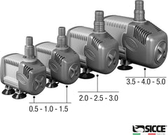 SICCE Syncra Silent 1.5 Multifunction 357 GPH Submersible Water Pump | Italian Made 23W Ultra Quiet Durable Aquarium Fish Tank, Fountain, Pond, Hydroponics, Terrarium Black | Freshwater & Saltwater