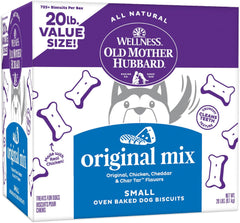 Old Mother Hubbard Wellness Original Mix Dog Biscuits, Natural, Training Treats, Four Flavors, Small Size, (20 Pound Box)