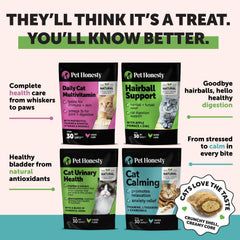 Cat Multivitamin Crunchy & Creamy Chews - Cat Treats for Health + Immune, Joint Support, Skin & Coat, & Digestion - Vitamins with Omega 3s, Lysine & Probiotics (30 Day Supply)