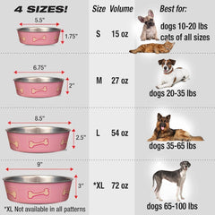 Loving Pets Bella Dog Bowls- Stainless Steel Dog & Cat Bowls - Spill Proof Dog Food Bowl, Cat Bowl, Puppy Essentials & Pet Supplies Great for Home & Travel