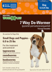 Sentry PET Care HC Worm X Plus 7 Way De-Wormer (pyrantel pamoate/praziquantel), for Puppies and Small Dogs, 6-25 lbs, Chewable, 6 Count