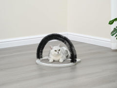 PetPals Nifty Grey Cat Brush, Grooming and cat Massager with Scratching Pad, Size 14.5" x 14.5" x 14"