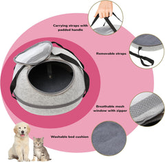 SPOT Doc & Phoebe’s 3-in-1 Sleep & Go Cat Carrier | Portable Pet Travel Bag for Cats and Small Dogs | Converts to Carrier, Cozy Cave and Comfy Bed | Adjustable Shoulder Strap Perfect for Vet Visits