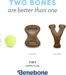Benebone Puppy 2-Pack Dental Chew/Wishbone Dog Chew Toys, Made in USA, Real Bacon Flavor