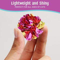 SPOT Mylar Balls Cat Toys - Fun, Crinkly Balls are Perfect for Swatting and Batting, Shiny and Colorful Toys to Entertain Cats and Kittens - Pack of Four 1.5" Balls, Assorted Colors