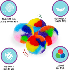 Ethical SPOT Kitty Yarn Puffs Colorful Woolen Yarn Cat Toy Contains Catnip 1.5" Pack of 4 Pet