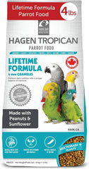 Hagen Tropican Lifetime Formula Parrot Food, 4 lb Parrot Food with Peanuts & Sunflower Seeds and Balance Nutrition Levels