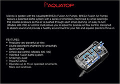 Aquatop Fusion Aquarium Air Pump Single Outlet, Super Quiet
