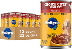 Pedigree Choice Cuts In Gravy Adult Canned Soft Wet Dog Food With Beef, 22 oz. Cans EA