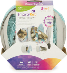 SmartyKat Fringe Frenzy Crinkle Activity Tunnel Cat Toy, Expands to 20" - Randomly Selected Color, One Size