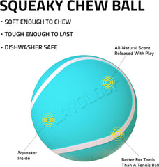 Playology Squeaky Chew Ball for Dogs , All-Natural Peanut Butter Scented Toy for Dogs