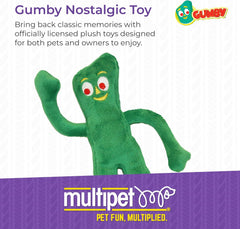 Multipet Gumby Dog Plush Toy - Squeaky Toy for All Dogs - Extra Soft Plush w/ Flexible Legs & Arms - Stuffed Animal for Cuddling & Playing - Cute Dog Pet Toy (9", Green)