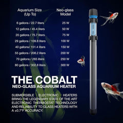 Cobalt Aquatics Neo-Glass Aquarium Heater – Submersible, Digital Thermostat, ±0.7°F Accuracy, For Freshwater & Saltwater Tanks