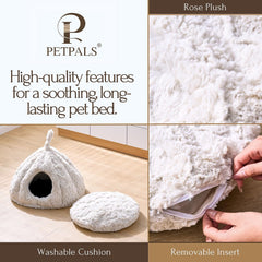 PetPals Cat Bed Made with a Soft Plush Material (Rose Hut)