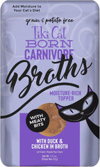 Tiki Cat Born Carnivore Broths, Duck & Chicken Recipe, Hydration and Flavor Supplement Cat Food Topper