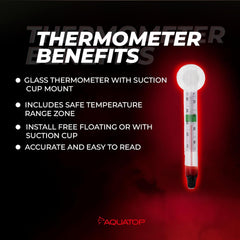 Aquatop® Floating Glass Thermometer w/Suction Cup Mount