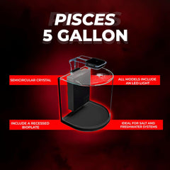 Aquatop Pisces Curved Bowfront Aquarium, 5-Gal Nano Tank – 53 GPH Flow Rate – Semi-Circle Glass Aquarium Kit with Touch Sensitive LED Light & Filter