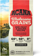 ACANA Wholesome Grains Dry Dog Food, Red Meat and Grains, Gluten Free, Beef, Pork, and Lamb Recipe