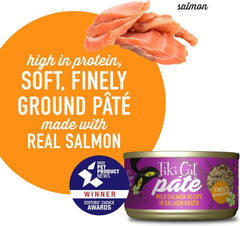 Tiki Cat Luau Pâté, Wild Salmon Recipe in Salmon Broth, Grain-Free Balanced Nutrition Wet Canned Cat Food, for All Life Stages