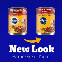 Pedigree Choice Cuts in Gravy Adult Canned Soft Wet Dog Food, Beef, 13.2 oz. Cans (12 Count, Pack of 1)