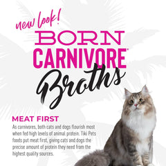 Tiki Cat Born Carnivore Broths, Salmon Recipe, Hydration and Flavor Supplement Cat Food Topper