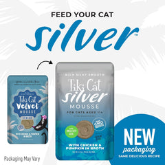 TIki Cat Silver Mousse, With Chicken & Pumpkin In Broth, Silky Smooth Nutrient Rich Formulated for Older Cats Aged 11+
