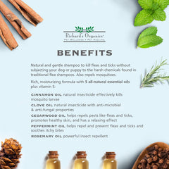 Richard’s Organics Flea and Tick Shampoo for Dogs – 100% All-Natural Actives Kills Fleas, Ticks and Repels Mosquitos – Gentle, Won’t Dry Skin, Great Smelling Essential Oils