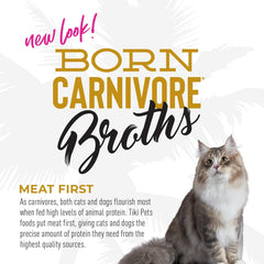 Tiki Cat Born Carnivore Broths, Chicken Recipe, Hydration and Flavor Supplement Cat Food Topper