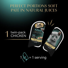 Sheba Perfect Portions Kitten Wet Cat Food Pate Chicken Entree, Twin-Pack Tray 1 Count, 2 Servings 2.6-oz(Pack of 12)