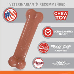 Nylabone Original Bone Power Chew Toy for Dogs, Durable Dog Toys for Aggressive Chewers, Basted Blast Bacon & Chicken Flavor, Medium