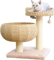 PetPals Paper Rope Natural Bowl Shaped with Perch Cat Tree