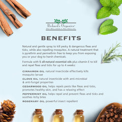 Richard’s Organics Gentle Flea and Tick Spray for Dogs –100% Natural Actives Kills Fleas, Ticks, Repels Mosquitos for Up to 4 Weeks – No Harsh Chemicals, Safe for Use Around Children